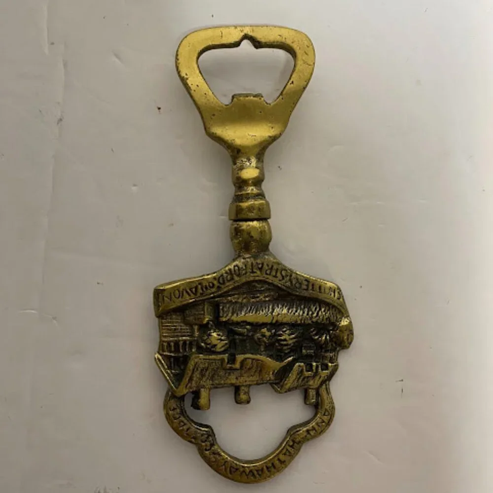 Vintage Ann Hathaway's Cottage Brass Bottle Opener - 5